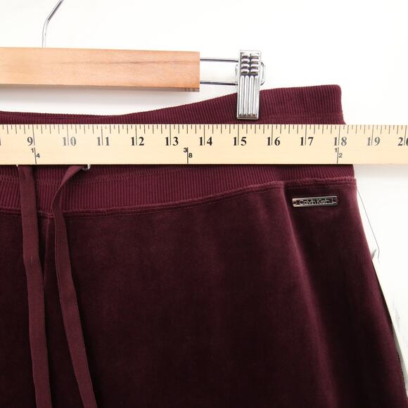 Calvin Klein Pants Burgundy Lounge Sweatpants Velvet Velour Wide Leg Casual 0X - Picture 4 of 11